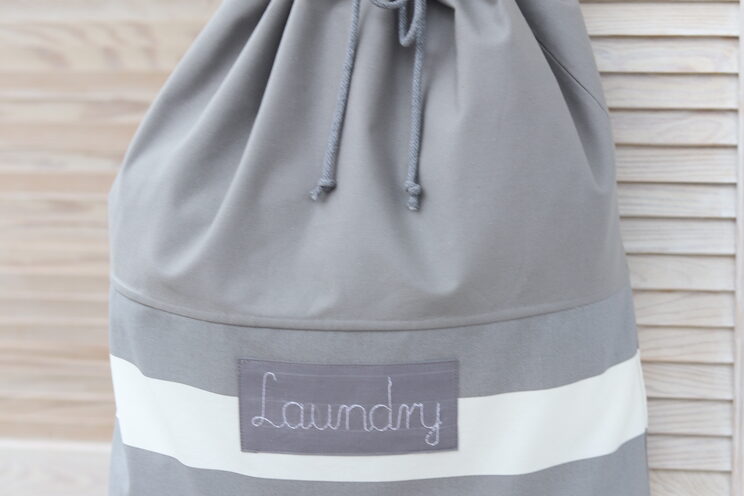 Laundry Hamper Personalized, Grey And White Stripes Laundry Organizer For Dirty Clothes, Nursery Storage 