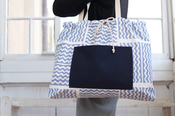 Large Beach Tote Bag, Nautical Canvas Summer Bag, Travel Tote Bag, Everyday Tote Bag With Pockets