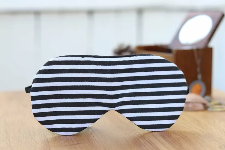 Adjustable Sleeping Eye Mask, Black And White Stripes Cotton Travel Gifts, Organic Eye Cover For Travel