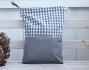 Travel lingerie bag with name, dirty clothes bag, kids travel accessories, travel laundry grating bag, chequered fabric, underwear bag