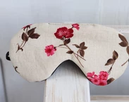 Linen Adjustable sleeping eye mask, Beige linen with flowers Eye cover for Travel, travel gifts for her