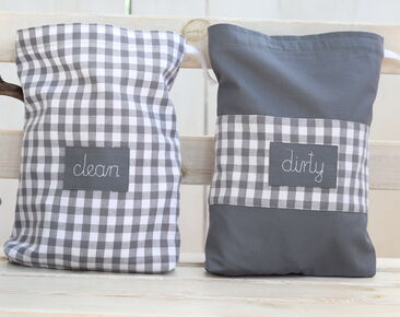 Personalized travel pouches for kids, Gray check kindergarten clean and dirty lingerie bags, Kids travel organizer, travel baby shower gift