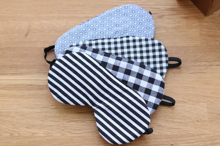 Adjustable Sleeping Eye Mask, Black And White Stripes Cotton Travel Gifts, Organic Eye Cover For Travel