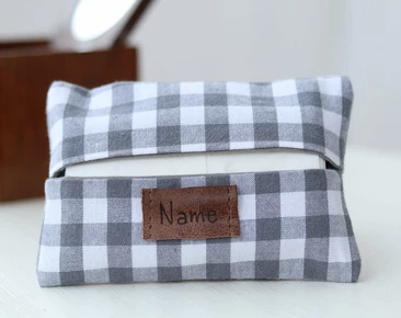 Držač maramica s monogramom, sivi karirani džep za putnu maramicu, elegantni darovi za 50. rođendan za tatu