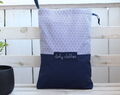 Travel Laundry Bag With Navy Blue Geometric Print, Cotton Lingerie Bag