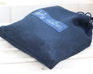 Bolsa de lencería de lino, bolsa de viaje de lavandería, accesorios de viaje de etiqueta personalizada, bolsa azul marino, regalo de luna de miel, bolsa de ropa interior