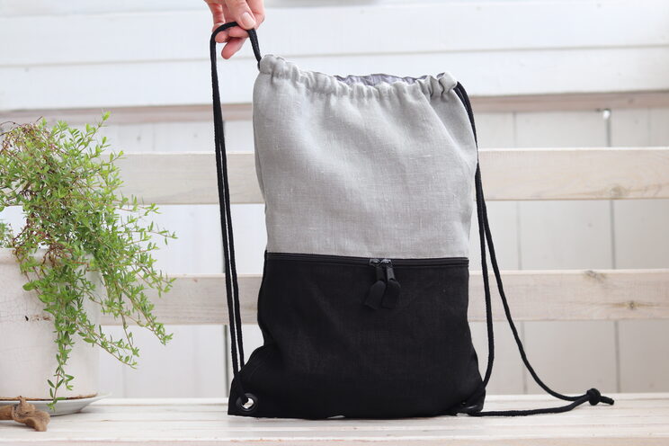 Linen Backpack With Pocket, Lightweight Travel Gift For Her Or Him 40x30cm ~ 15.7" X 11.8"