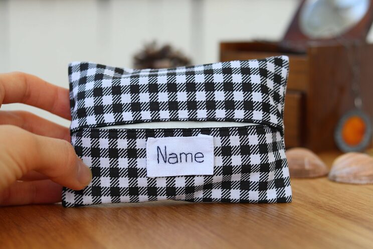 Personalized Tissue Holder, Travel Tissue Case Pocket, Black Check Elegant 50th Birthday Idea Gifts For Dad