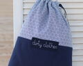 Travel Laundry Bag With Navy Blue Geometric Print, Cotton Lingerie Bag