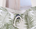 Large Beach Bag Cotton Fabric, Green Leaves Pattern Utility Tote, Simple Casual Bag With Pockets For Work 
