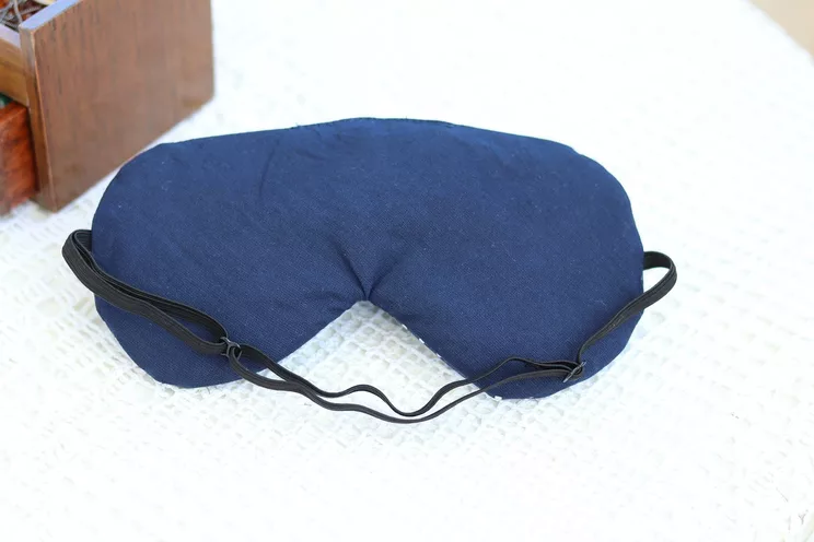 Schlaf Augenmaske, Verstellbare Bio Augenabdeckung Für Reisen, Reisegeschenke Aus Baumwolle Mit Blauen Punkten,