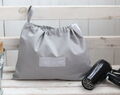 Gray Cotton Hair Dryer Bag, Personalized Hair Dryer Holder, Thick Cotton Hair Accessories Organizer With Name,