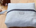 Gray Linen Travel Organizer For Lingerie Cosmetic Bag With Name Or Knitting Bag Personalized Travel Accessories