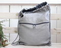 Leinenrucksack Mit Reißverschlusstasche, Graues Leichtes Reisegeschenk, Minimalistischer Rucksack Mit Kordelzug 40x30cm