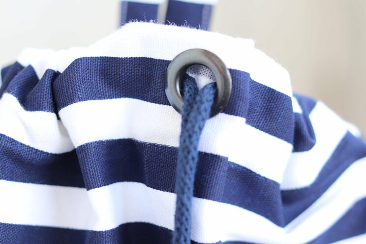 Personalized Laundry Camp Bag, Navy Blue Stripes Laundry Hamper For College
