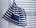 Hair Dryer Bag For Beach House, Navy Blue Stripes Hair Dryer Holder, Airbnb Blow Dryer Organizer, Nautical Hair
