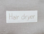 Beige linen Hair dryer bag, hotel bathroom hair dryer organizer storage holder, Beach house hair accessories bag