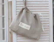 Bolsa de secador de pelo de lino Beige, soporte de almacenamiento organizador de secador de pelo de baño de hotel, bolsa de accesorios para el cabello de casa de playa