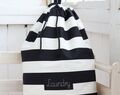 Personalized Laundry Hamper, Cotton Black Stripes Laundry Organizer For Dirty Clothes