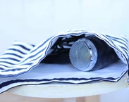 Hair dryer bag for beach house, navy blue stripes hair dryer holder, Airbnb blow dryer organizer, nautical hair accessories bag
