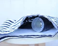 Hair Dryer Bag For Beach House, Navy Blue Stripes Hair Dryer Holder, Airbnb Blow Dryer Organizer, Nautical Hair