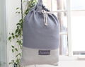 Gray Linen Lingerie Bag With Name,  Flax Travel Laundry Bag, Aesthetic And Minimalistic Nursery Storage