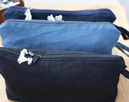 Linen cosmetic bag, travel organizer, cosmetic zippered case, makeup pouch, personalized travel accessories