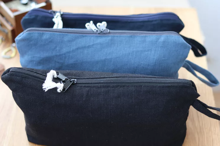 Linen cosmetic bag, travel organizer, cosmetic zippered case, makeup pouch, personalized travel accessories