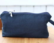Linen cosmetic bag, travel organizer, cosmetic zippered case, makeup pouch, personalized travel accessories