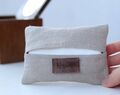 Personalisierter Reise-Taschentuchhalter, elegante Idee zum 50. Geburtstag aus beigem Leinen, Geschenke für Mama, Hochzeitsgeschenk, Taschentuchhalter