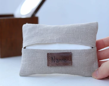 Personalizirani držač za putne maramice, Elegantna bež lanena ideja za 50. rođendan, darovi za mame, Držač za džepne maramice