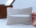 Personalized Travel Tissue Holder, Elegant Beige Linen 50th Birthday Idea, Gifts For Mom, Wedding Gift, Tissue Pocket