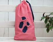 Cute shoe bag organizer, gift for her, Red Stripes Travel Shoe Bag