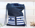Linen Backpack With Pockets For Kids, Cute Lightweight Travel Gift For Teens, Navy Blue Linen Backpack With Lining 40x30
