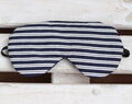 Adjustable Sleeping Eye Mask Made Of Stripes Cotton, Organic Eye Cover For Travel, Navy Blue Travel Gifts