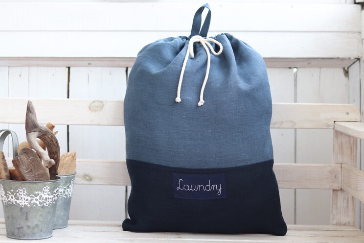 Handmade Travel Lingerie Bag, Hanging Laundry Bag, Travel Accessory, Flax Fabric, Linen Underwear Bag