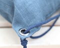 Linen Blue Drawstring Backpack Bigger Size Blue Linen Minimalistic Backpack