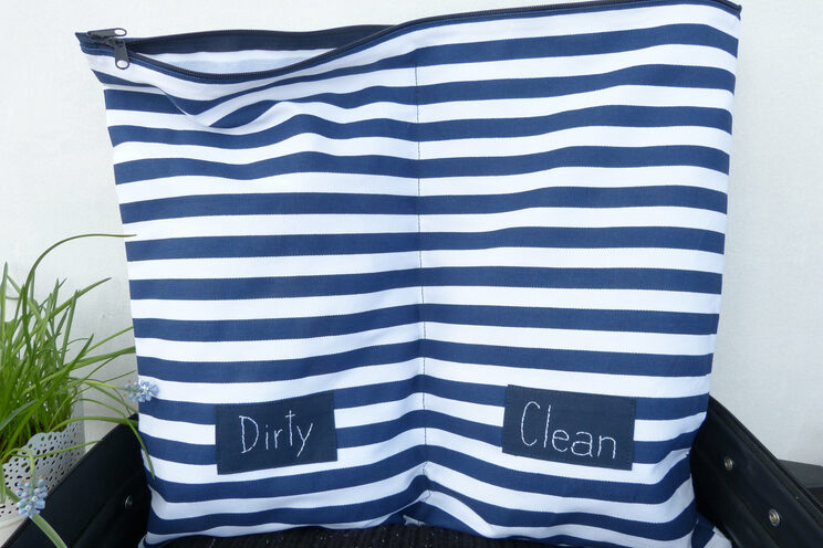 Dirty Clean Navy Blue Clothes Organizer Bag, Travel Accessories, Packing Organizer, Underwear Bag