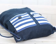 Sac à dos en lin avec poches pour enfants, cadeau de voyage mignon et léger pour les adolescents, sac à dos en lin bleu marine avec doublure 40x30 cm