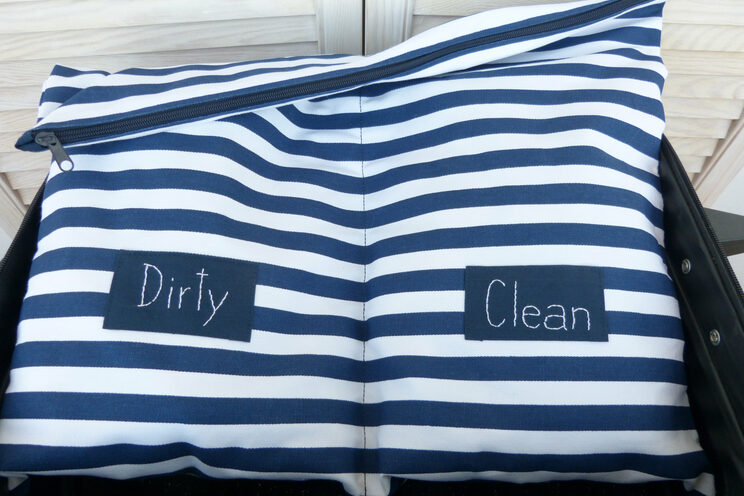Dirty Clean Navy Blue Clothes Organizer Bag, Travel Accessories, Packing Organizer, Underwear Bag
