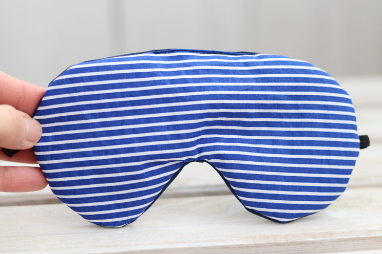Blue Stripes Justerbar Sleeping Eye Mask Bomull Resepresent, Mjukt ögonskydd För Resor