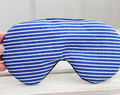 Blue Stripes Adjustable Sleeping Eye Mask Cotton Travel Gift, Soft Eye Cover For Travel