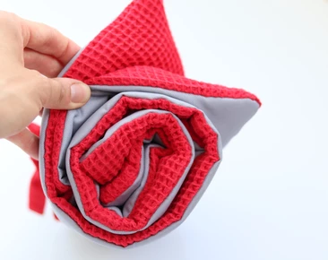 Travel pet blanket personalized, Dog or cat roll up mat, red portable bad cover outdoor fabric