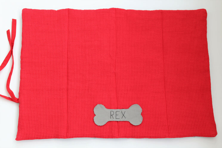 Coperta Da Viaggio Per Animali Domestici Personalizzata, Tappetino Arrotolabile Per Cani O Gatti, Tessuto Esterno Rosso