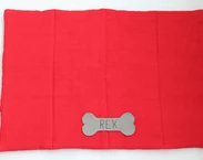Travel pet blanket personalized, Dog or cat roll up mat, red portable bad cover outdoor fabric