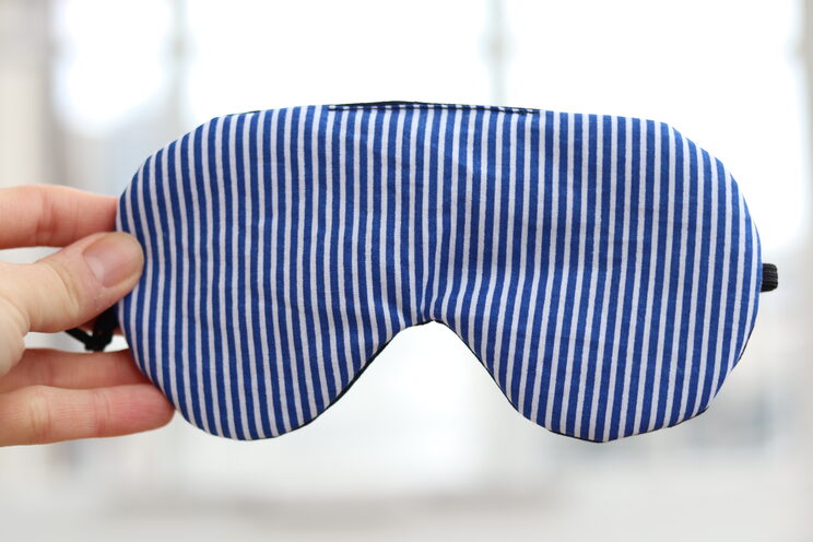 Verstellbare Schlafaugenmaske, Reisegeschenke Aus Baumwolle Mit Blauen Streifen, Weiche Augenabdeckung Für Reisen