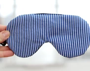 Adjustable sleeping eye mask, blue stripes cotton travel gifts, Organic Eye cover for Travel