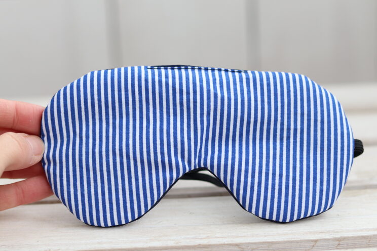 Adjustable Sleeping Eye Mask, Blue Stripes Cotton Travel Gifts, Soft Eye Cover For Travel