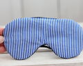 Adjustable Sleeping Eye Mask, Blue Stripes Cotton Travel Gifts, Soft Eye Cover For Travel