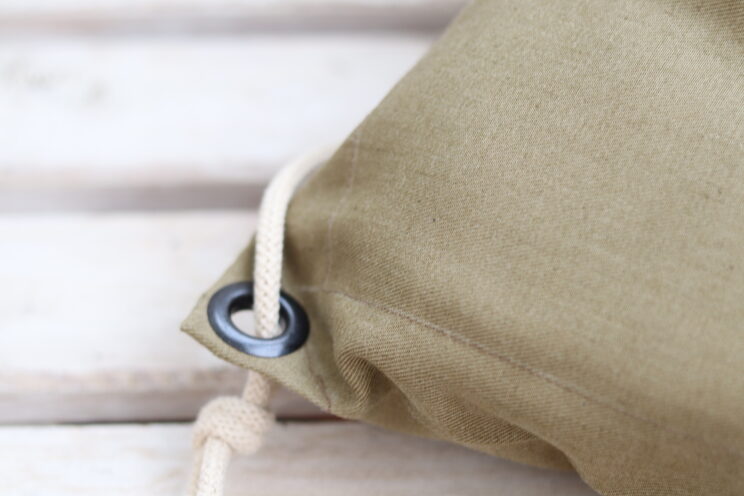 Kleiner Rucksack Mit Kordelzug Aus Grüner Baumwolle Mit Reißverschlusstasche Grüner Leichter Reisegeschenk